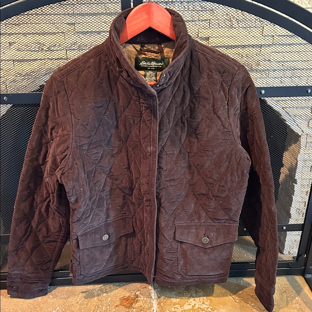 Eddie Bauer Women’s Corduroy Quilted Brown Field Jacket size M